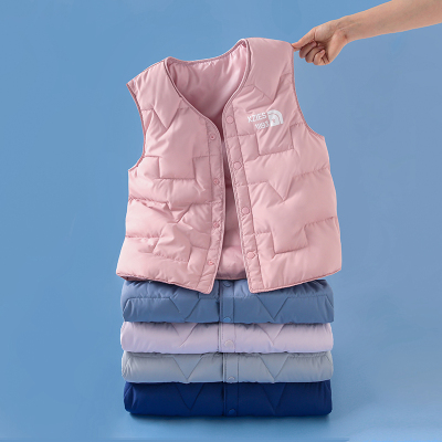 新款儿童羽绒马甲男女童内外穿轻薄保暖背心秋冬季绒丝中大童坎肩