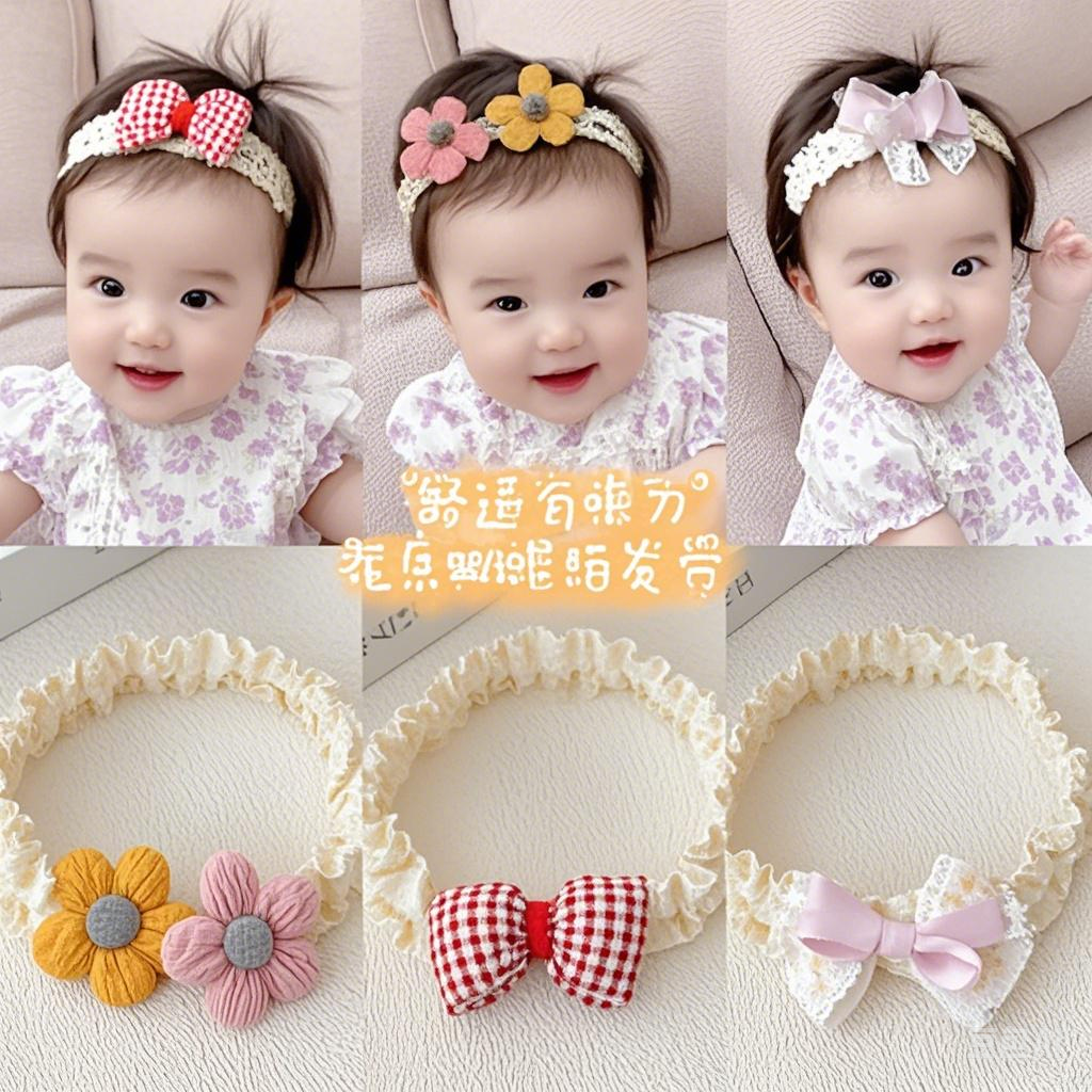 婴儿舒适软弹花朵发带