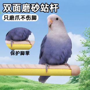 鹦鹉站杆双面磨爪棒站架玄凤虎皮牡丹啃咬玩具鸟站棍鸟笼配件