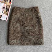 半身短裙女深棕色蛇纹裙高级百搭小西装 高腰显瘦包臀a字裙半身裙