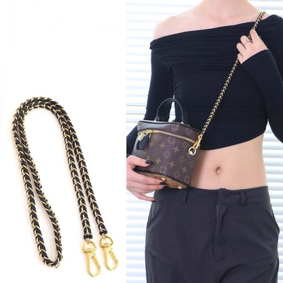 适用lv vanity化妆包斜挎链条替换五合一麻将包黑色穿皮链子配件