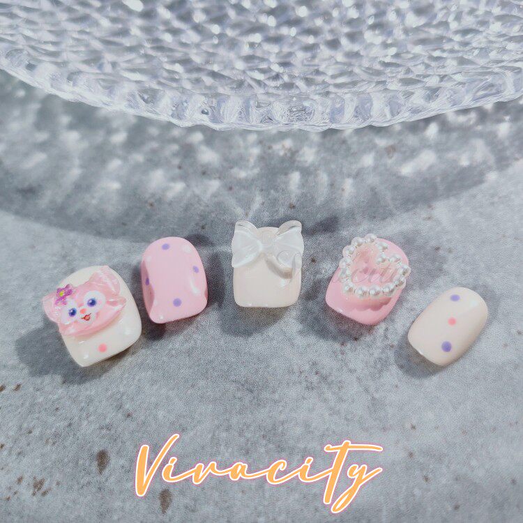 vivacity  酸奶狐狐 小狐狸手工穿戴甲短款清新日常可爱手工美甲