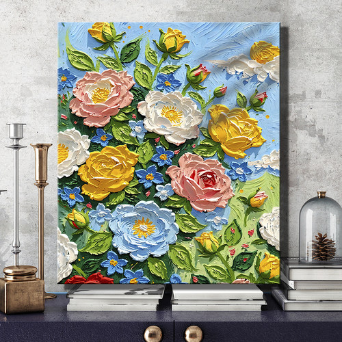 花卉风景DIY数字油画丙烯肌理