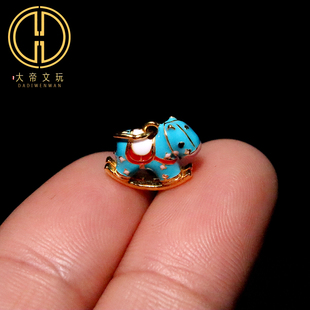 s925纯银镀金彩绘生肖马吊坠挂机提溜摇摇马手链手串项链diy配件