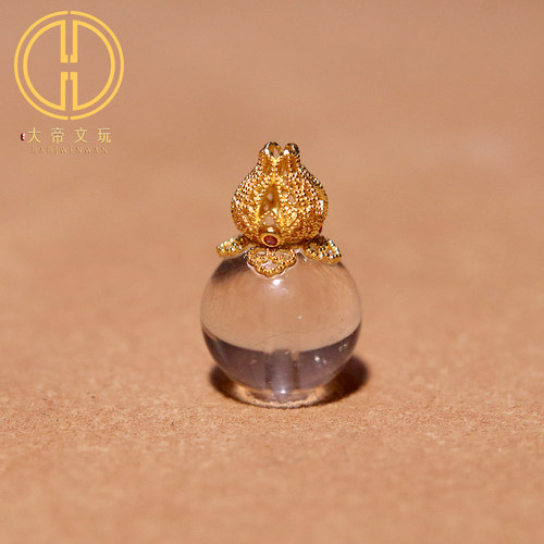 银镀金纯银925白水晶葫芦背云隔珠散珠手串手链编绳diy文玩配饰