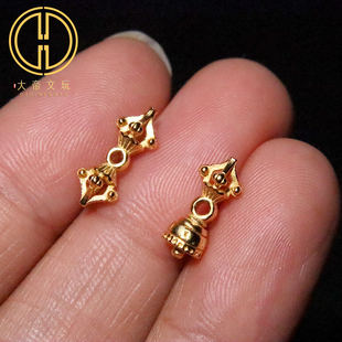 纯银s925银镀金金刚杵降魔铃背云隔珠手串手链编绳diy文玩配饰