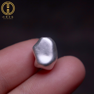 S999足银纯银不规则石头型光面散珠隔珠桶珠diy编绳手链串珠配件