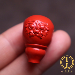 保真朱砂红砂貔貅兽面三通佛头个性金刚星月菩提手串长串文玩配饰