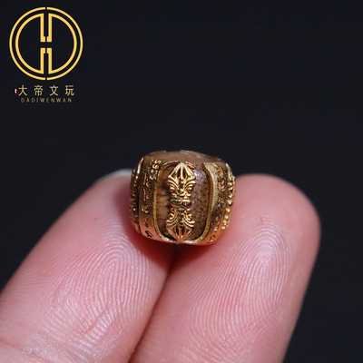 纯银s925天然沉香木桶珠镶嵌六字金刚杵隔珠散珠手串手链diy配饰