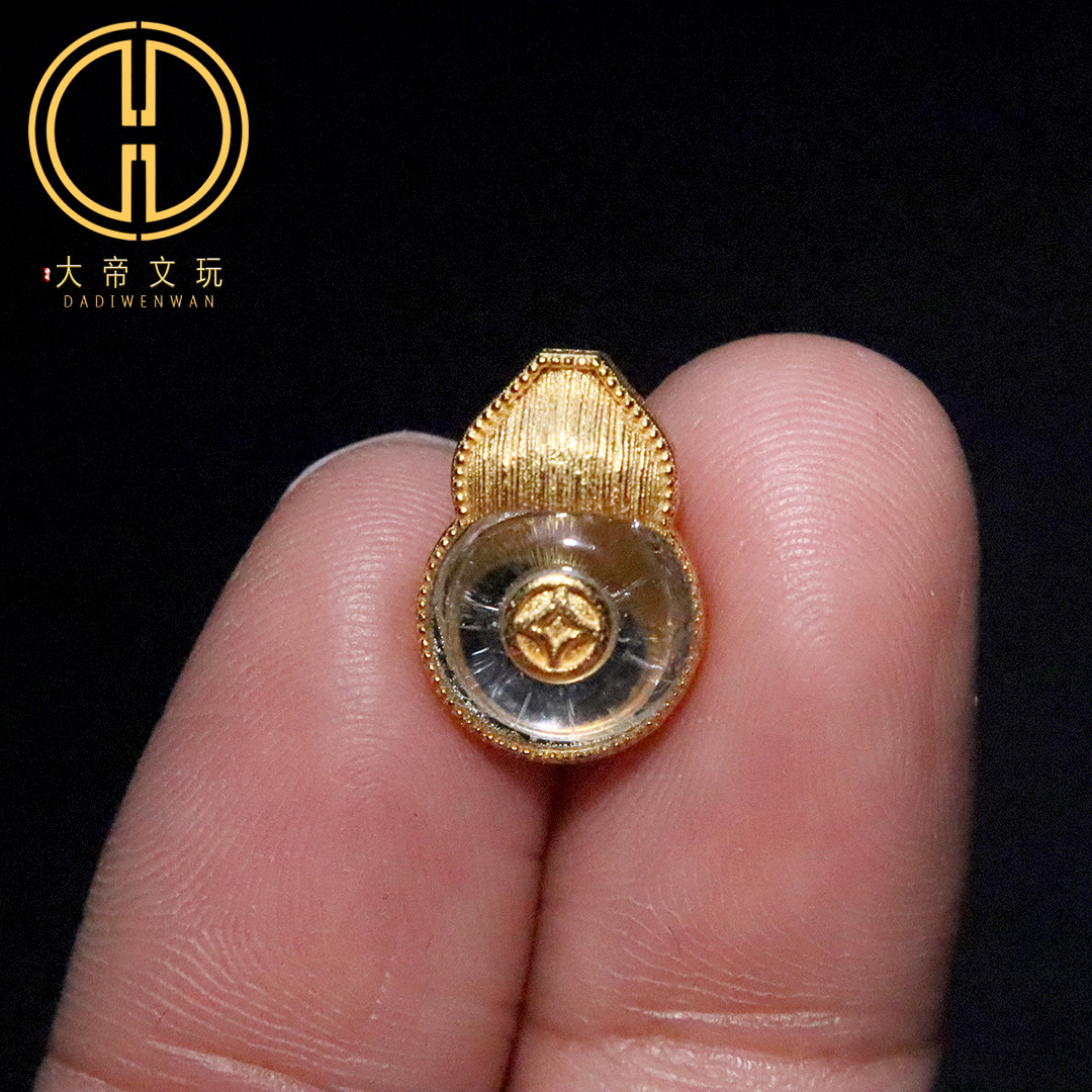 银镀金纯银925白水晶铜钱葫芦背云隔珠手串手链编绳diy文玩配饰
