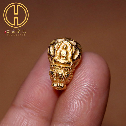 纯银925银镀金无相佛三通佛头金刚星月菩提手串diy文玩配饰配件