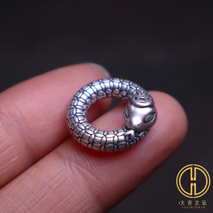 999足银散珠招财金钱蛇隔圈扣子卡环菩提手串长串编绳本命年配饰