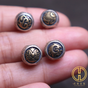 原创纯银925四象神兽顶腰珠隔珠佛珠手工串珠编绳diy文玩配饰件