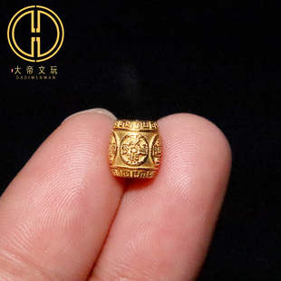 纯银925银镀金五帝钱桶珠隔珠散珠手工串珠手链编绳diy文玩配饰