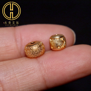 银镀金925纯银回纹扣龙鳞纹桶珠隔珠散珠菩提手串编绳diy文玩配饰