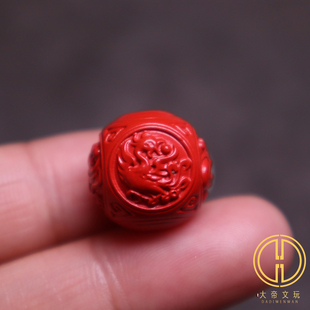 保真朱砂红砂四象兽珠四大神兽顶腰珠隔珠菩提手串长串文玩配饰