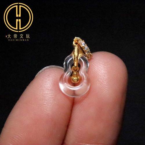 天然白水晶葫芦镶嵌s925银镀金吊坠提溜侧挂项链手链diy文玩配饰