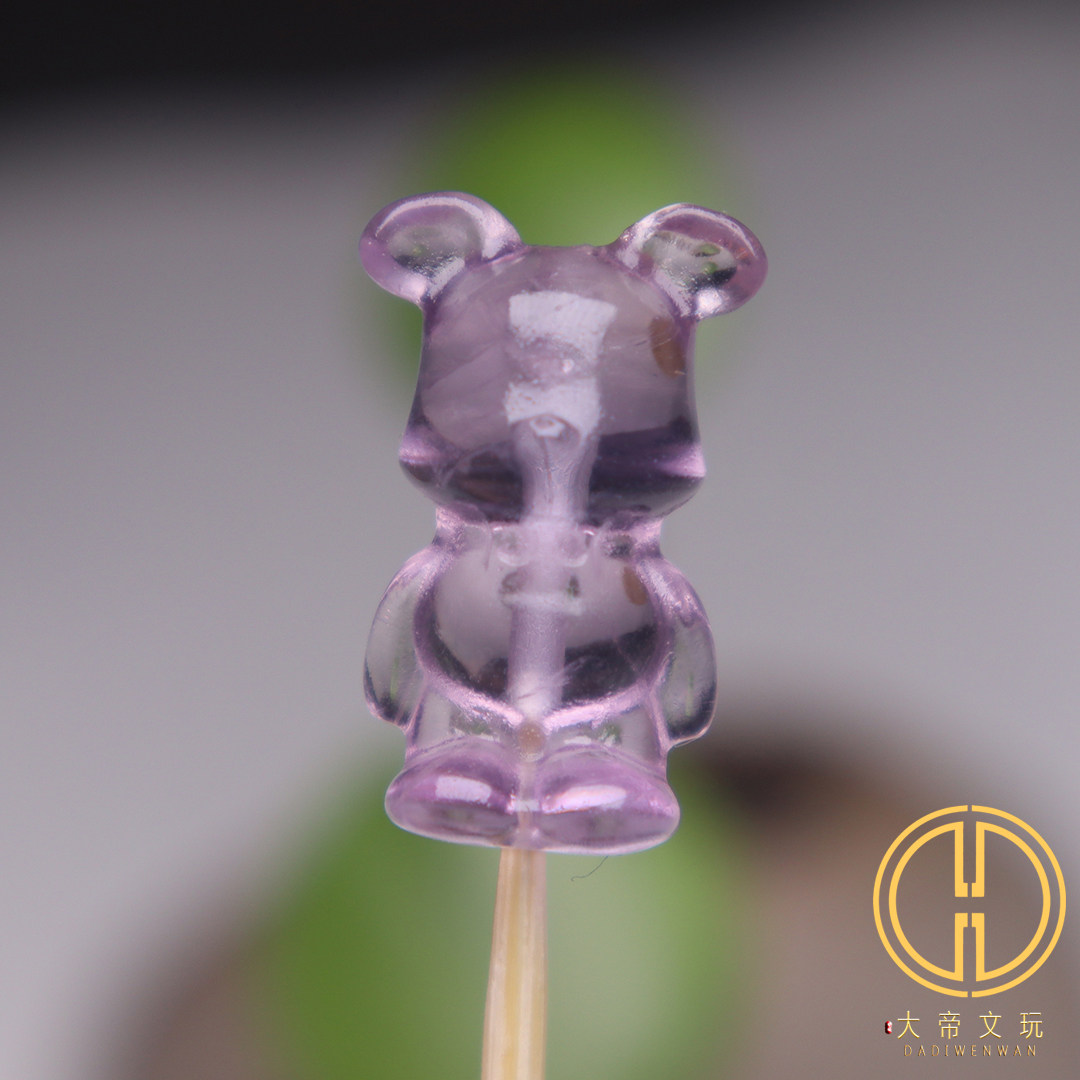 紫水晶暴力熊吊坠侧骨背云隔珠