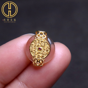 银镀金纯银925白水晶山鬼花钱背云隔珠能量石手链编绳diy文玩配饰