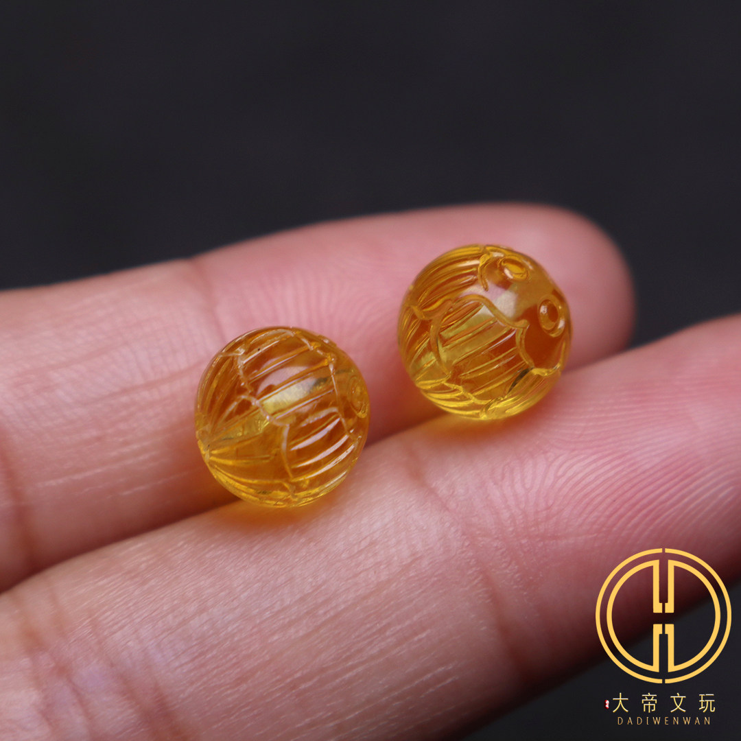 天然蜜蜡琥珀莲花圆珠顶腰珠隔珠