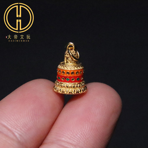 银镀金纯银925彩绘佛塔侧挂提溜挂件项链手串手链编绳diy文玩配饰