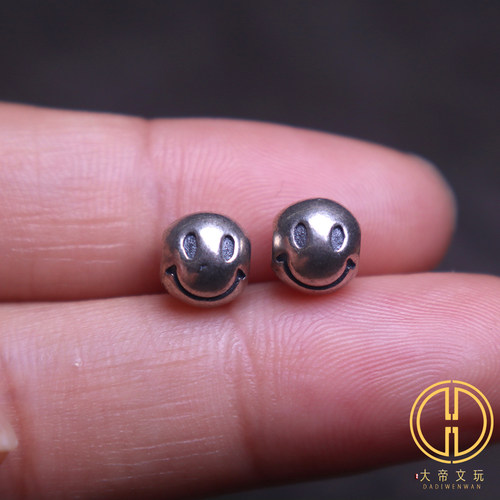 纯银笑脸隔珠顶腰珠手串配饰