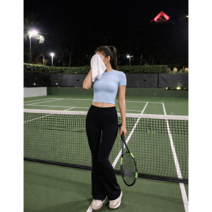 AceBase健身跑步运动速干短袖 瑜伽普拉提上衣露脐辣妹t恤网球服女