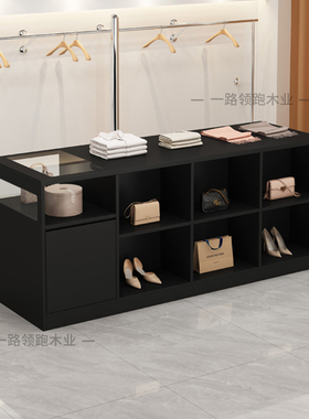 服装店玻璃中岛流水台收银台女装饰品摆件展示桌店铺陈列台储物柜