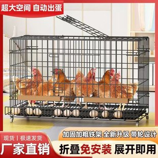 特大号家用鸡笼子养鸡笼自动清粪折叠养殖笼鸡窝鸡舍铁丝网家禽笼