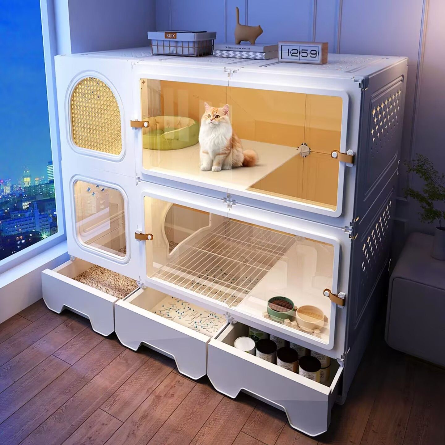 猫笼子猫别墅家用室内带厕所一体猫柜一室一卫一厅可控砂猫咪屋舍