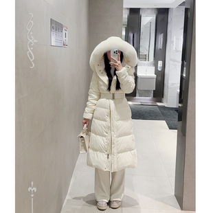 浩可可 真狐狸毛韩系收腰显瘦90白鸭绒羽绒服中长款收腰显瘦外套