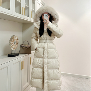浩可可 90白鸭绒真狐狸毛韩版收腰显瘦长款白鸭绒羽绒服