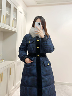 2024冬季 送毛领 复古格子收腰显瘦羽绒服