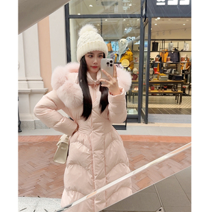浩可可 新增粉色！ 中长款收腰显瘦狐狸毛连帽羽绒服温柔减龄外套