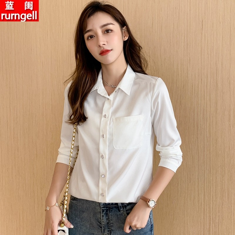 加绒雪纺衬衫女长袖2021秋冬新款设计感小众气质百搭白色打底衬衣