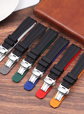 卡西欧弧形氟橡胶手表带 男BEM501/506/EFB500/MTP1375黑色硅胶带