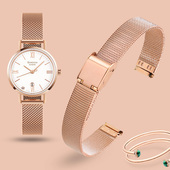 卡西欧原装 1391编织网带 MTP 手表带女钢带玫瑰金色SHE4539 4540