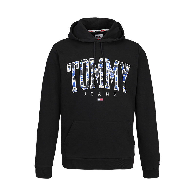 TOMMY汤米2026新款潮流logo印花连帽休闲卫衣春季纯棉套头帽衫男