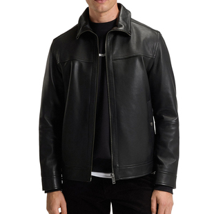 [保税仓]Hugo Boss男士2025新款休闲外套绵羊皮皮衣冬季皮夹克潮