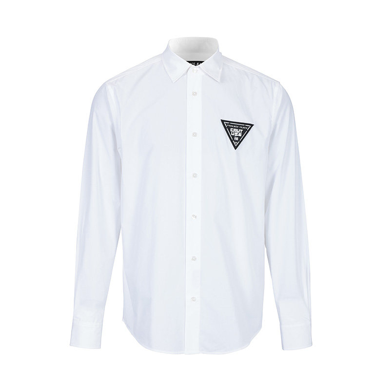 Versace/范思哲经典白衬衫男胸前三角印花商务休闲可打底或搭短袖