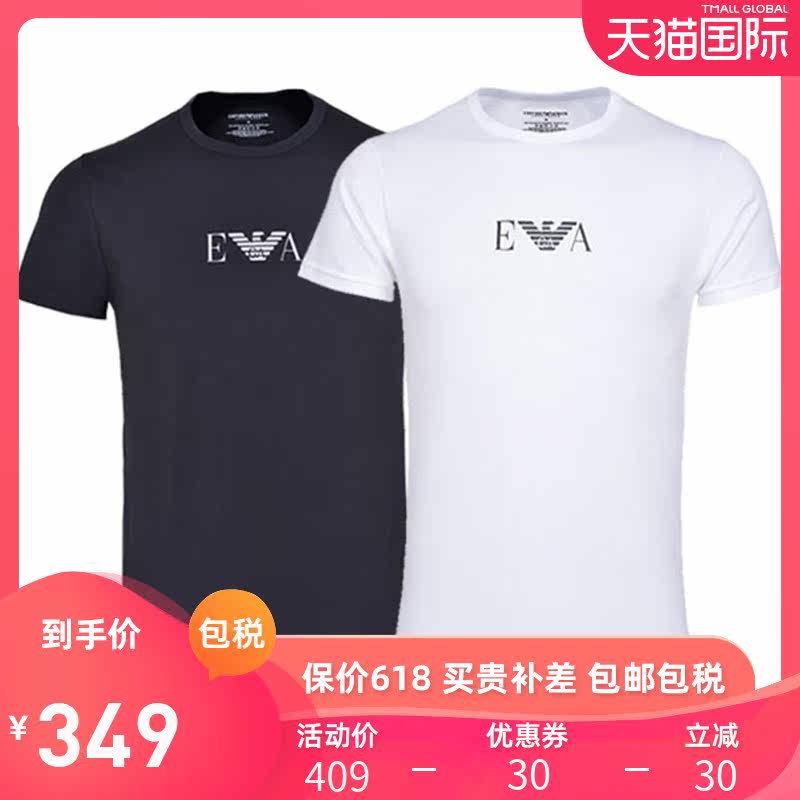 买1送1 Armani阿玛尼男装纯色鹰标男士圆领EA短袖休闲简约体恤衫