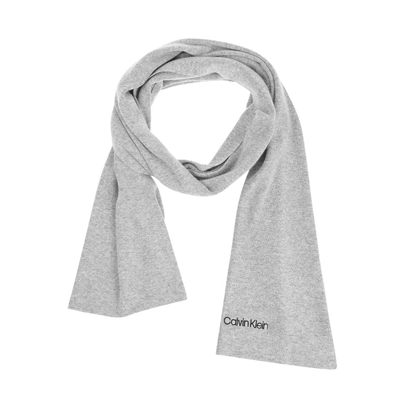 calvin klein/凯文克莱刺绣logo羊毛针织保暖围巾纯色情侣百搭