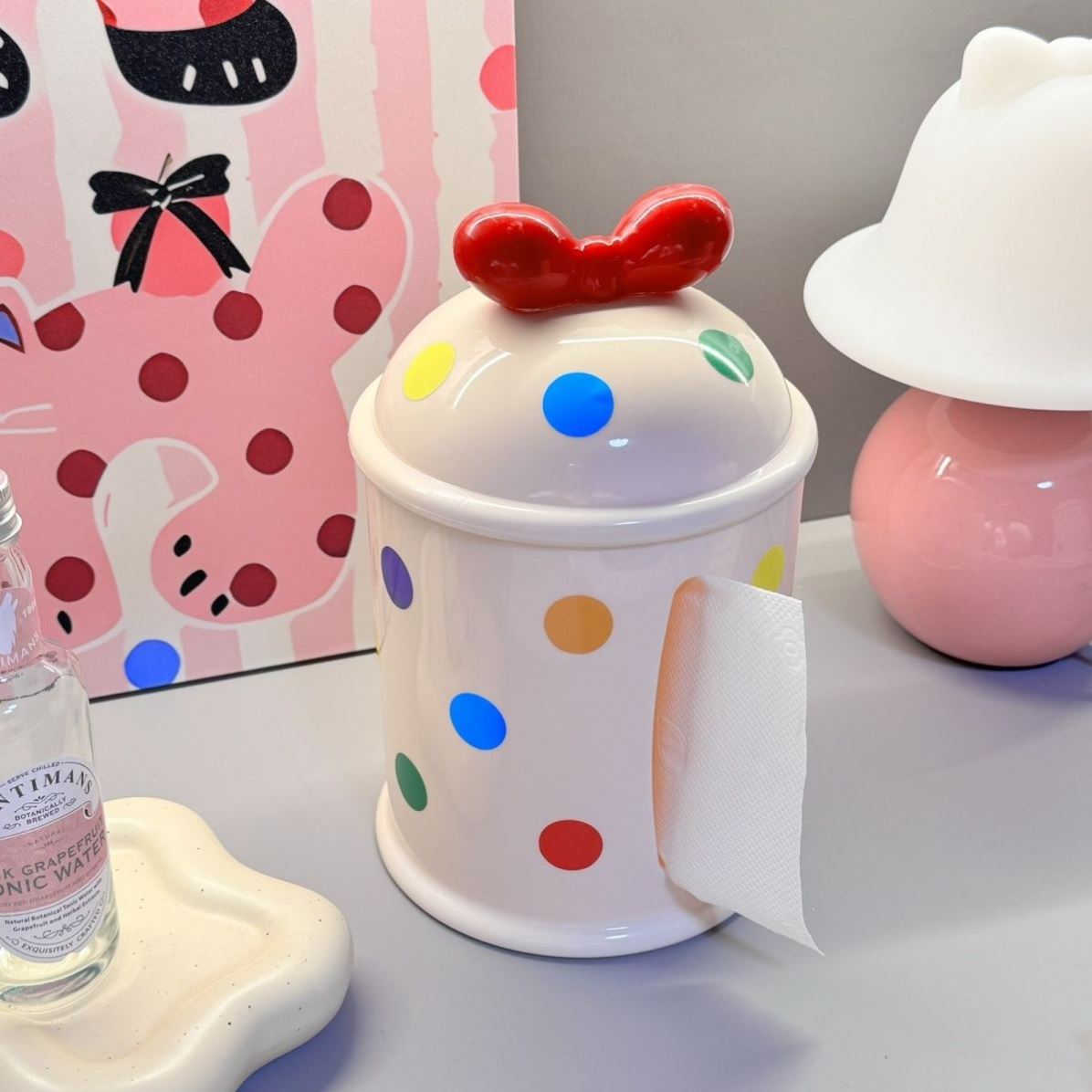 多巴胺纸巾盒客厅餐桌抽纸盒高颜值家用可爱波点风新年创意桌面