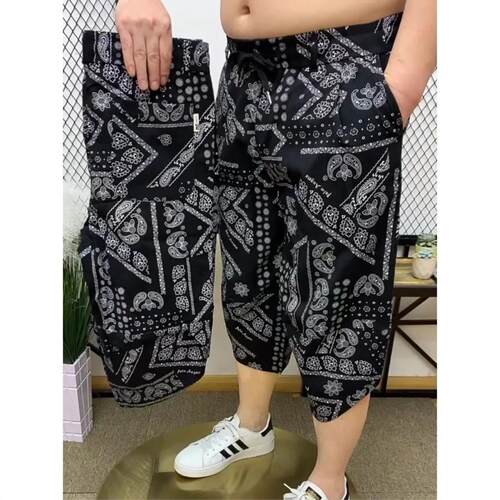 七分裤子男夏季薄款宽松中国风提花休闲短裤潮流时尚百搭哈伦卫裤