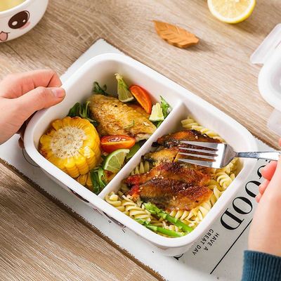 陶瓷饭盒可微波炉专用加热上班族带盖密封便当盒分格餐盒保温饭盒