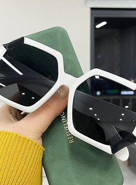 2025新款眼镜韩版太阳镜女复古白色大框个性防紫外线墨镜大脸显瘦