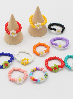 彩色多巴胺串珠戒指情侣对戒