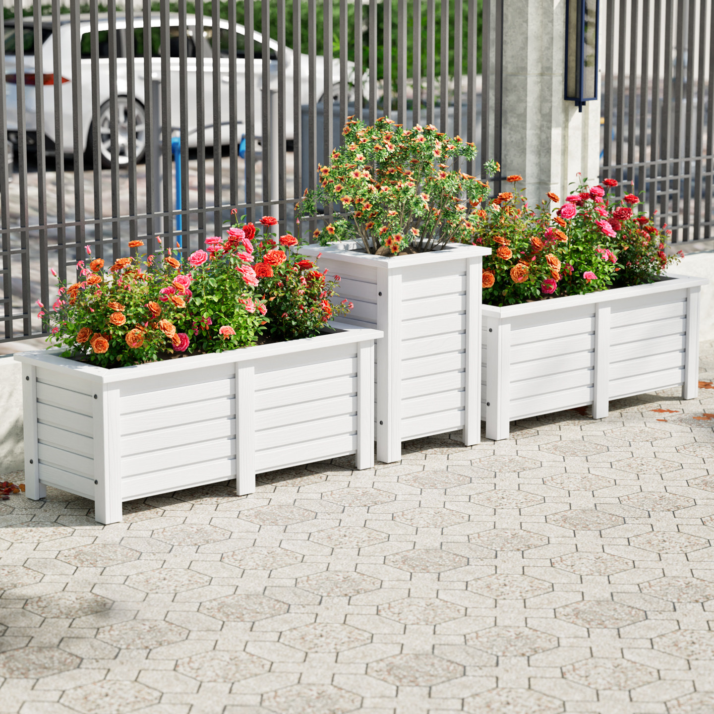 花箱种植箱户外树脂花盆加厚耐用阳台防腐木庭院大号塑木花槽花池