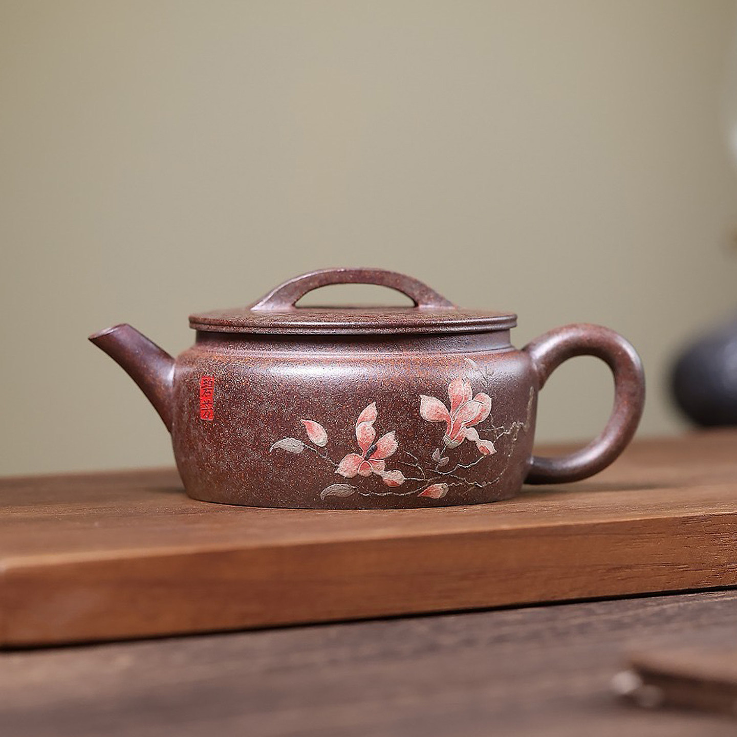 宜兴紫砂壶纯手工茶壶名家国工原矿桃花泥高温龙头烧汉瓦160cc