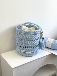 Stuuuly手工子母水桶包3mm空心棉圆股纱diy编织材料包单肩斜挎包